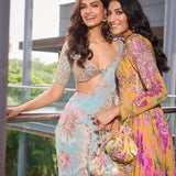 New celebrity inspired  digital printed tebby silk saree