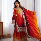 Stunning Rust Embroidered Suit