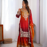 Stunning Rust Embroidered Suit