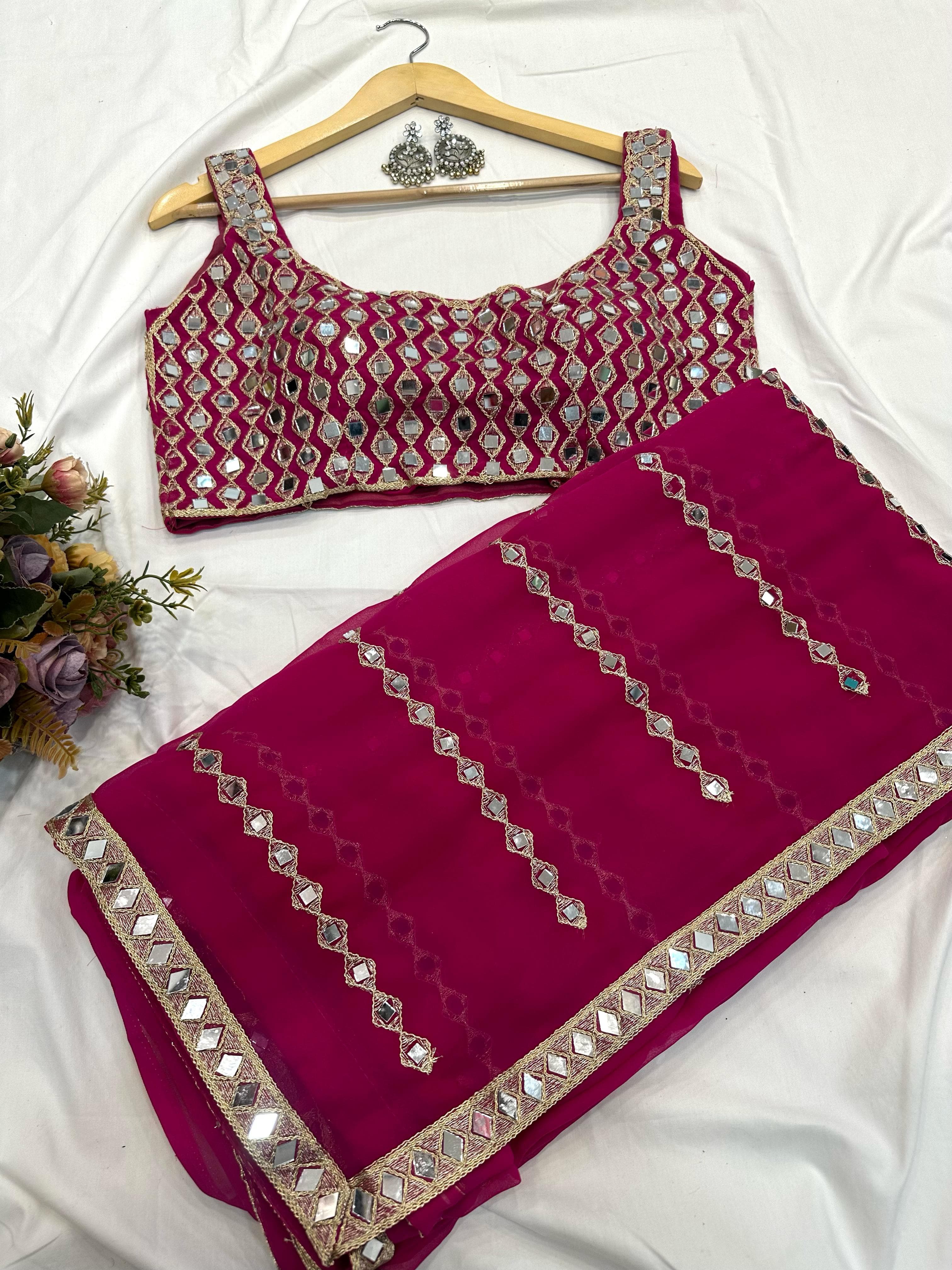 New trending original  embroidery work Georgette sare