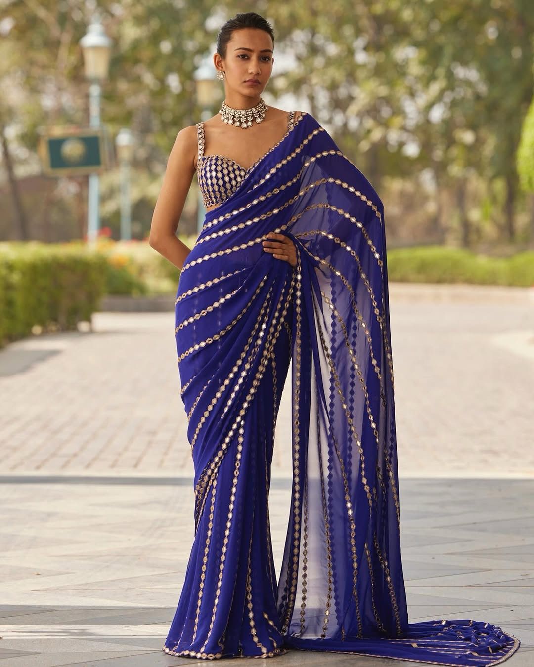 New trending original  embroidery work Georgette sare