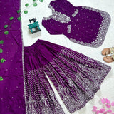 Wine Elegance Modern Suit Sharara