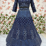 Stunning Bridal Blue Embroidered Lehenga
