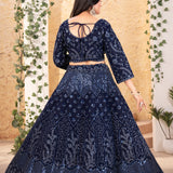 Stunning Bridal Blue Embroidered Lehenga