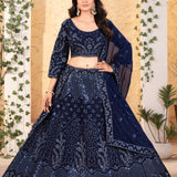 Stunning Bridal Blue Embroidered Lehenga