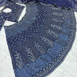 Stunning Bridal Blue Embroidered Lehenga