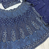 Stunning Bridal Blue Embroidered Lehenga