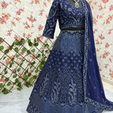 Stunning Bridal Blue Embroidered Lehenga