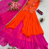 Orange Pink Anrakli Indo Western