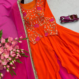 Orange Pink Anrakli Indo Western