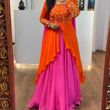 Orange Pink Anrakli Indo Western