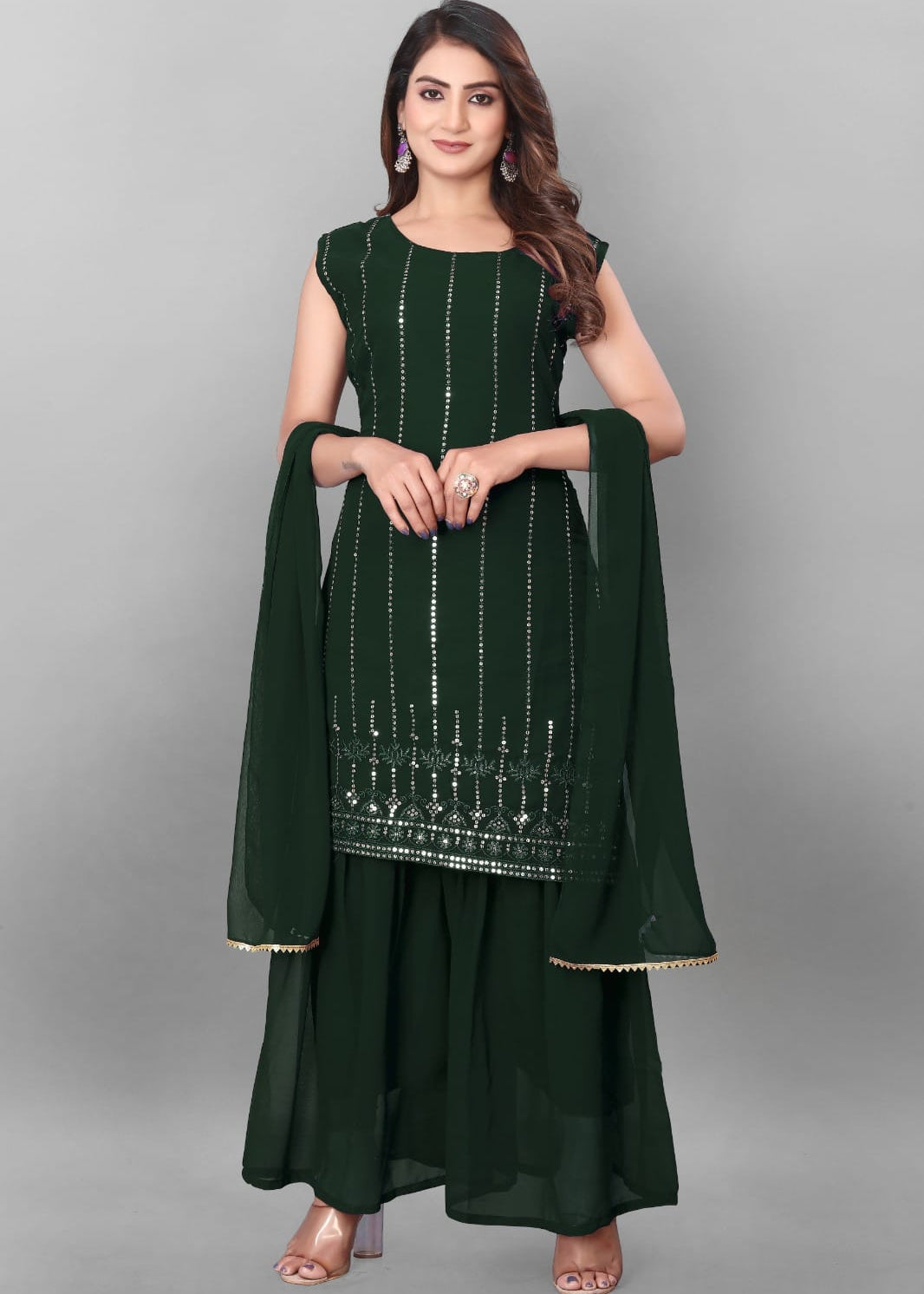 Premium Geogette Embroidered Suit