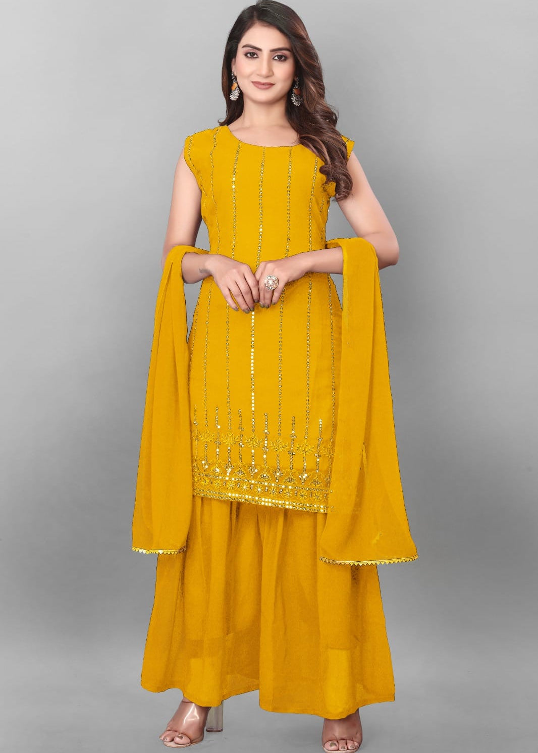 Premium Geogette Embroidered Suit