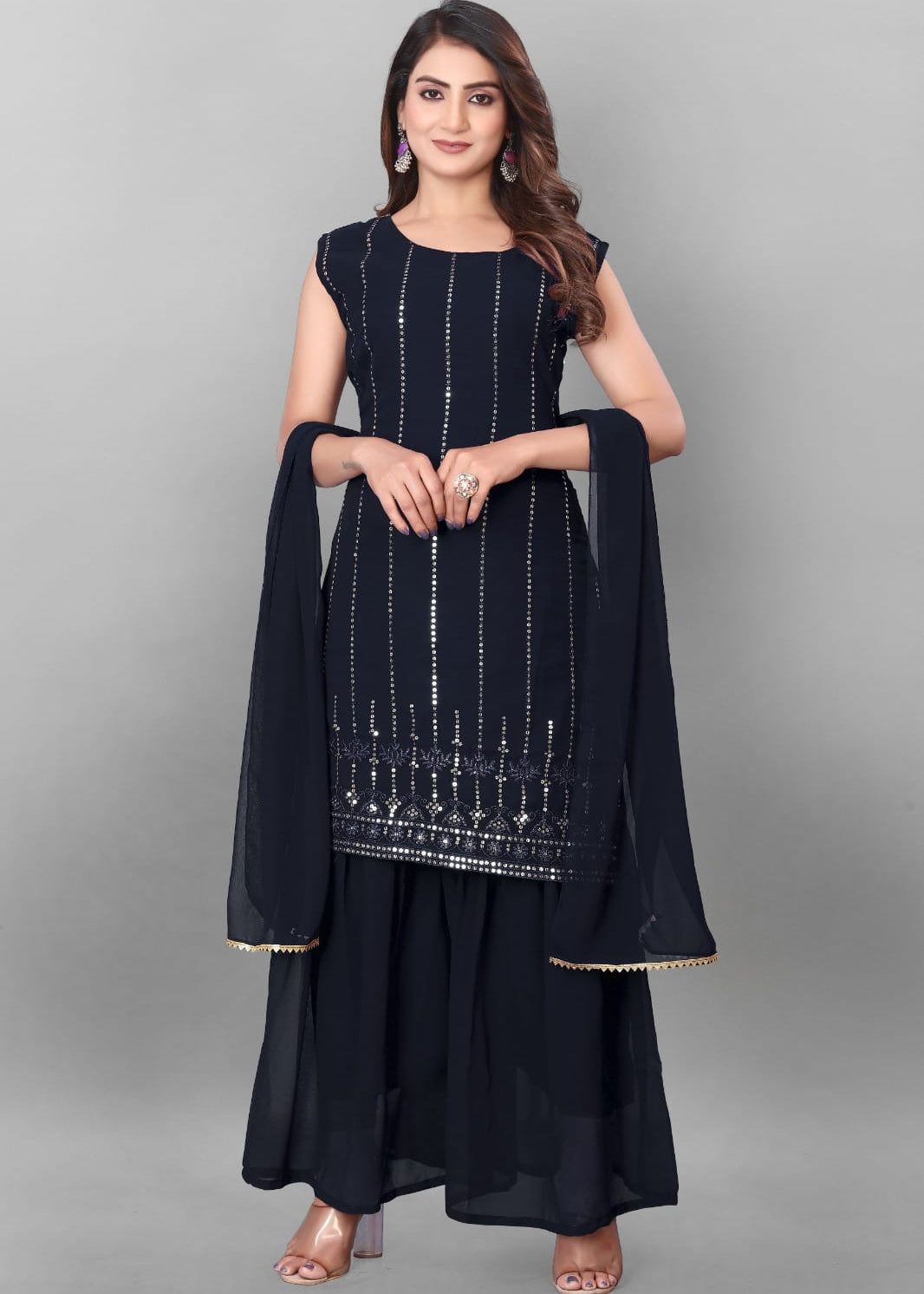 Premium Geogette Embroidered Suit