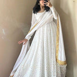 White Chikankari Anarkali Suit