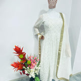 White Chikankari Anarkali Suit