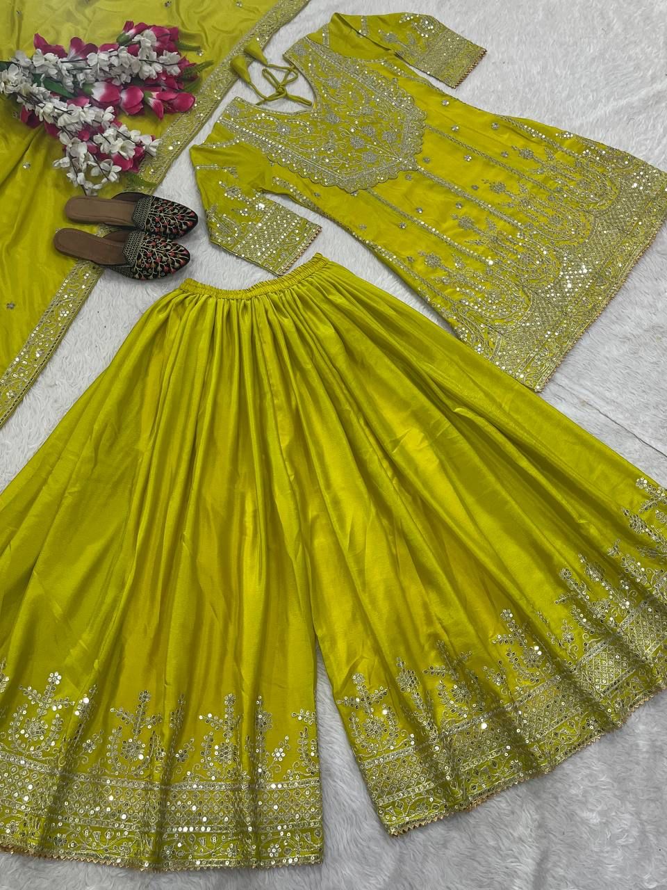 Designer Partywear Top Plazzo