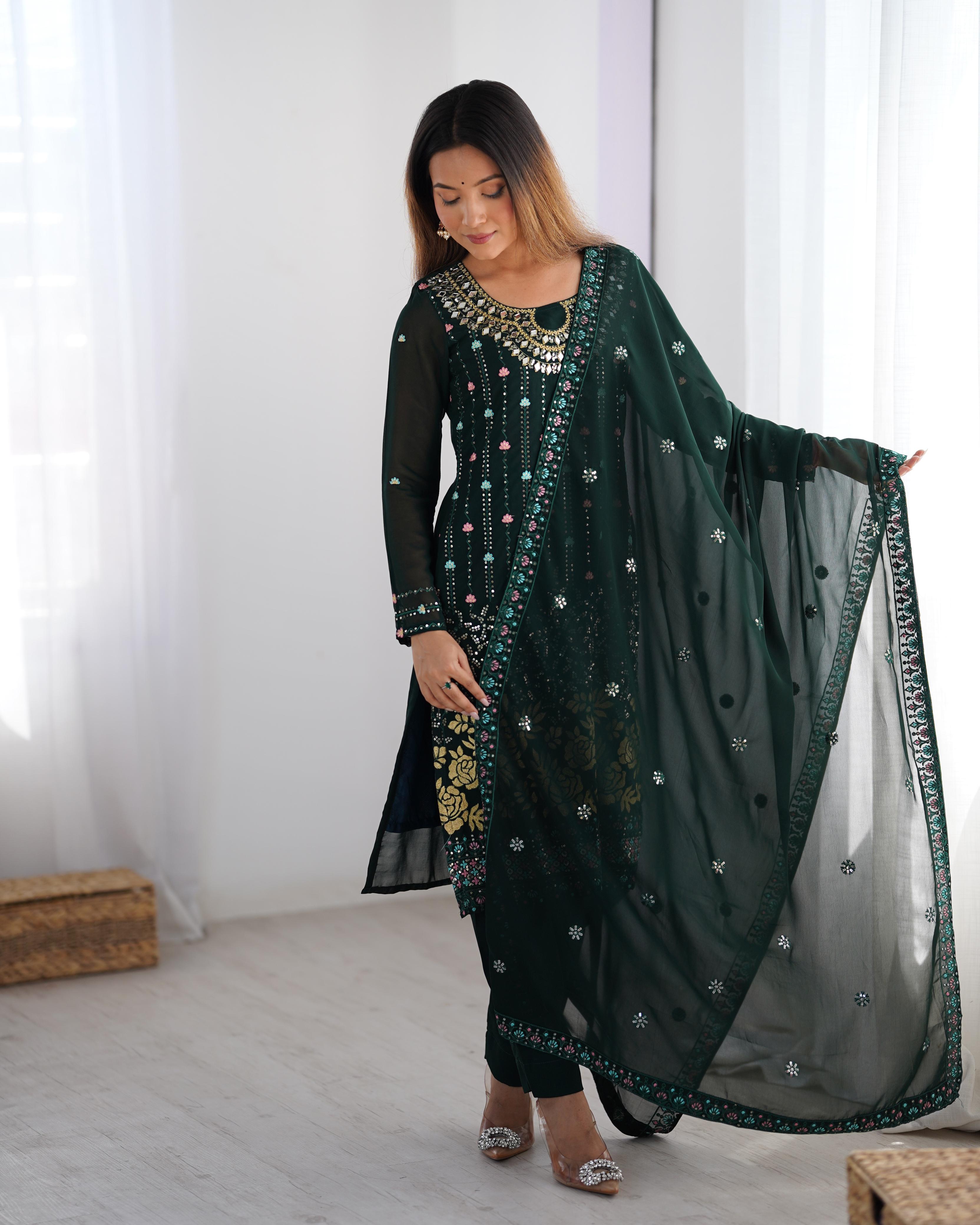 Exclusive Faux Georgette Straight Suit
