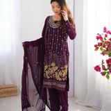 Exclusive Faux Georgette Straight Suit