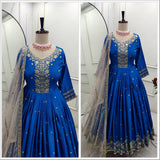 Classical Blue Satin Silk Suit