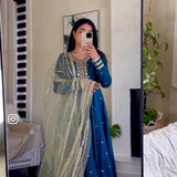 Classical Blue Satin Silk Suit