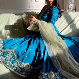 Classical Blue Satin Silk Suit