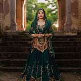 Luxurious Bottle Green Top Lehenga