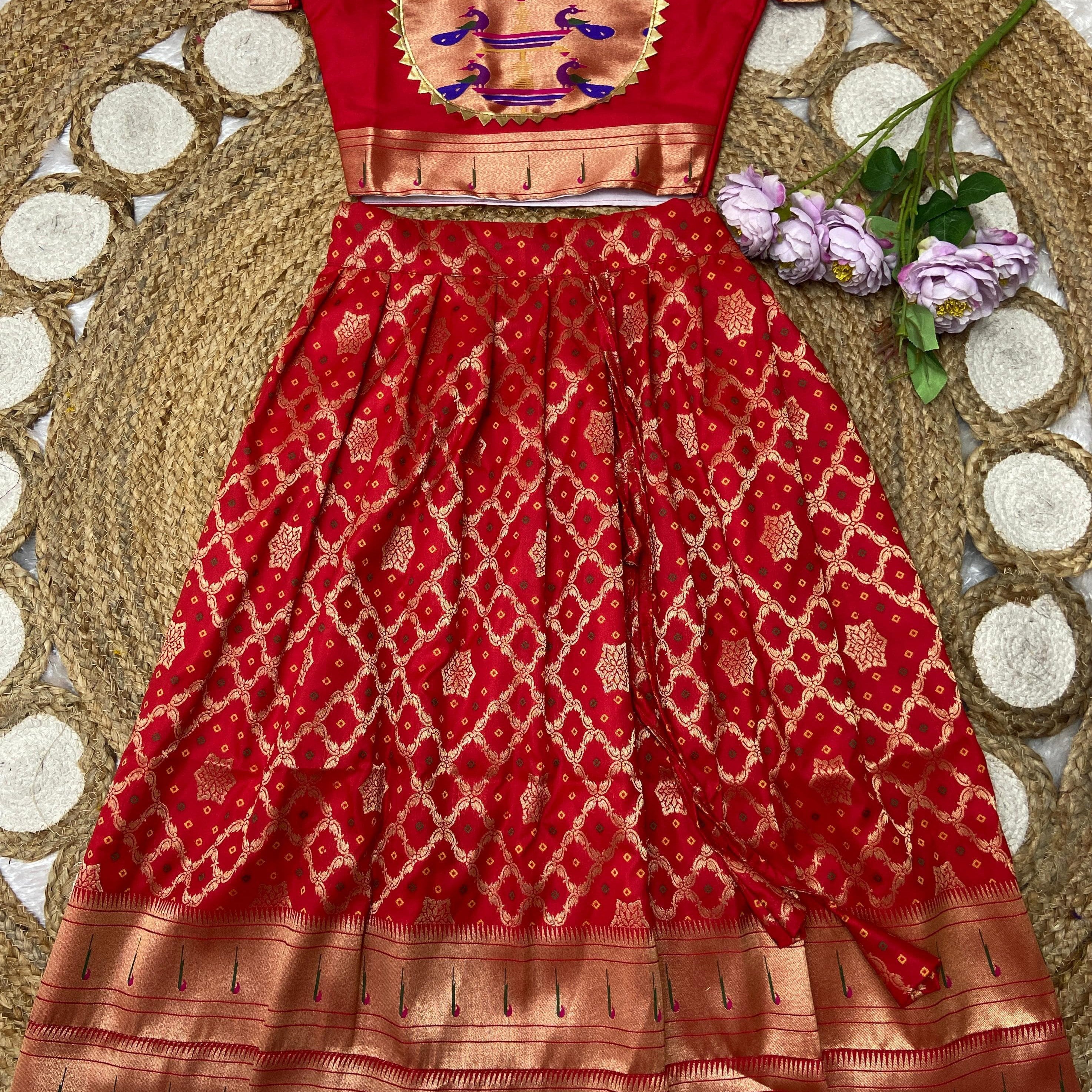 Kids Bandhej Paithani Lehenga
