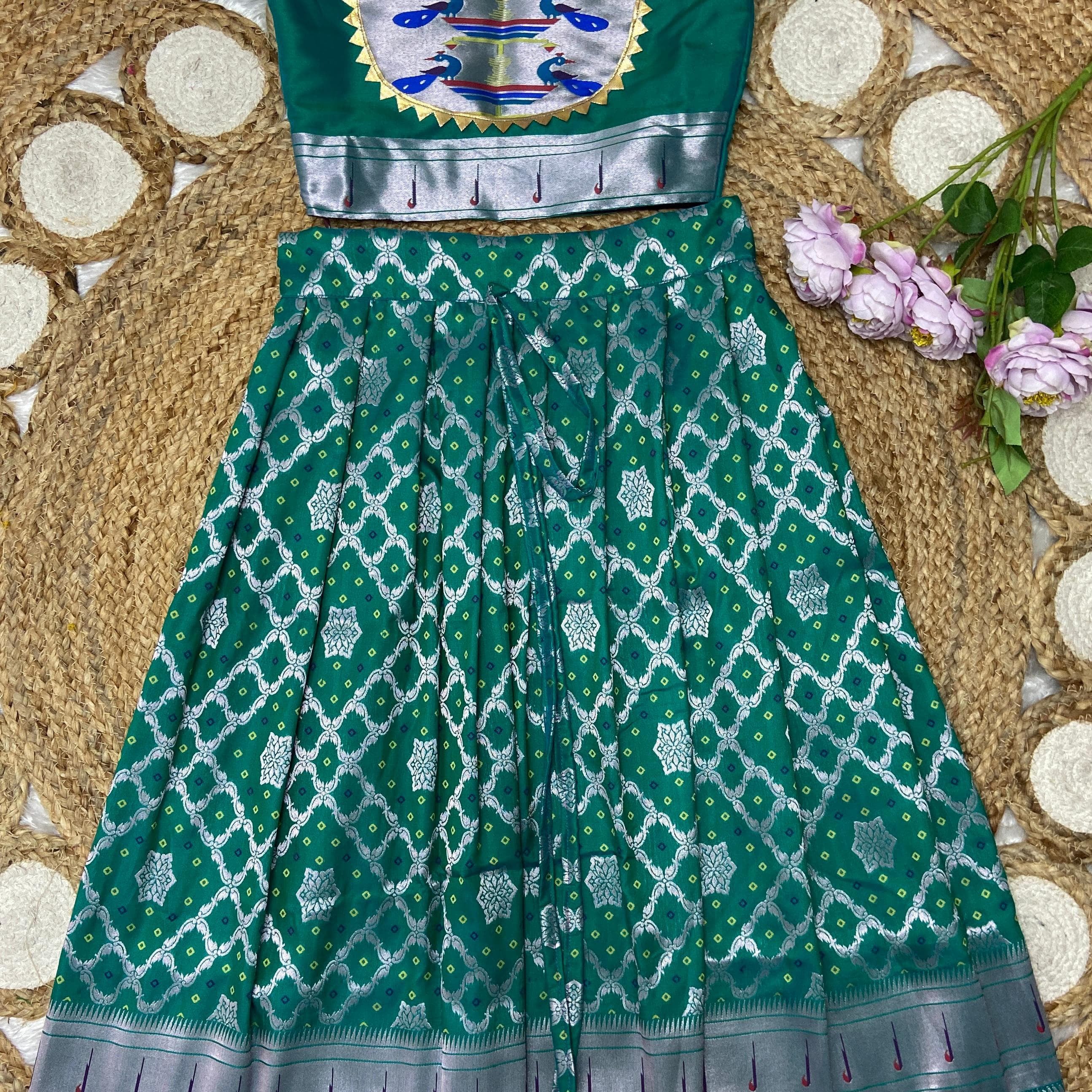 Kids Bandhej Paithani Lehenga