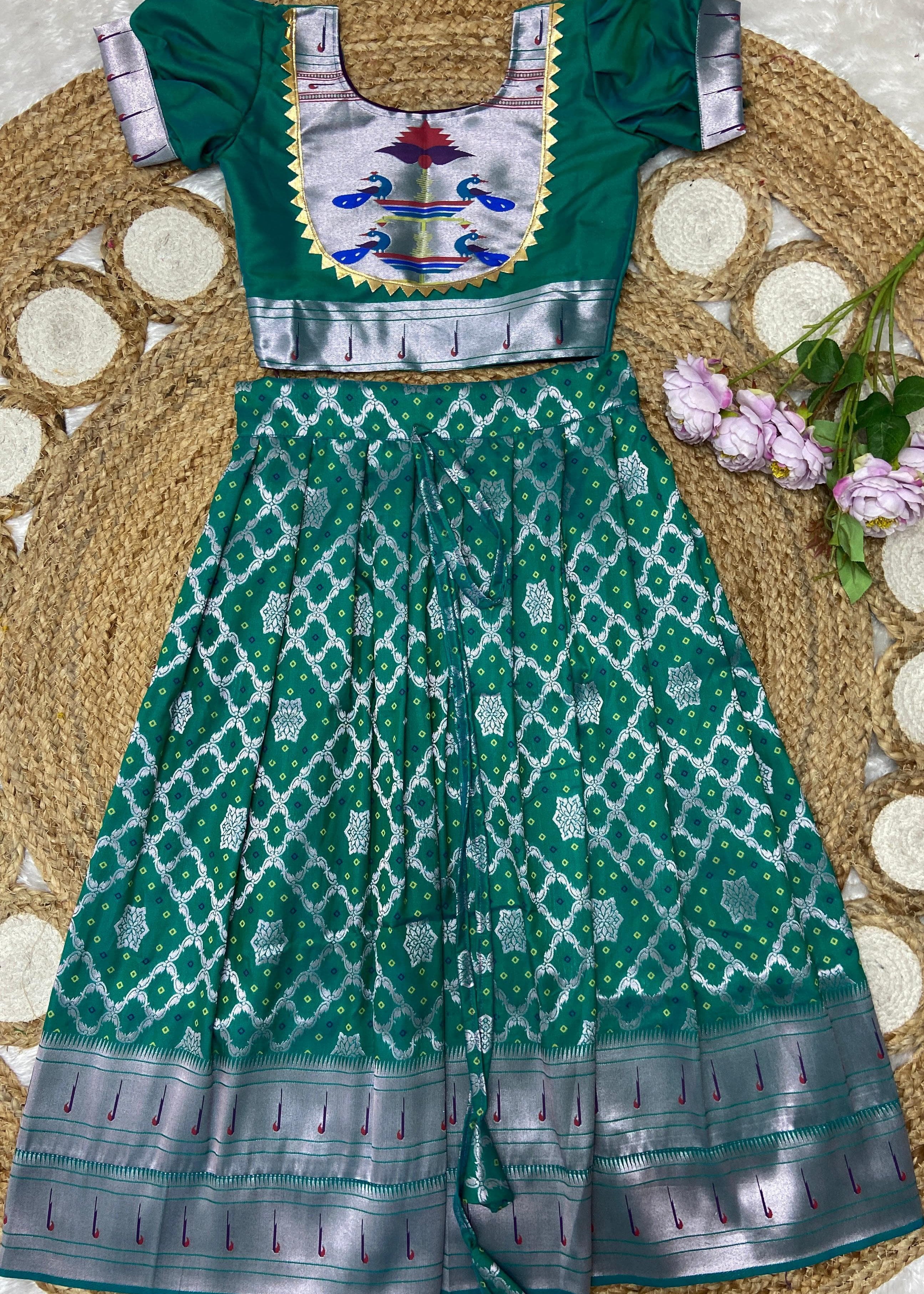 Kids Bandhej Paithani Lehenga