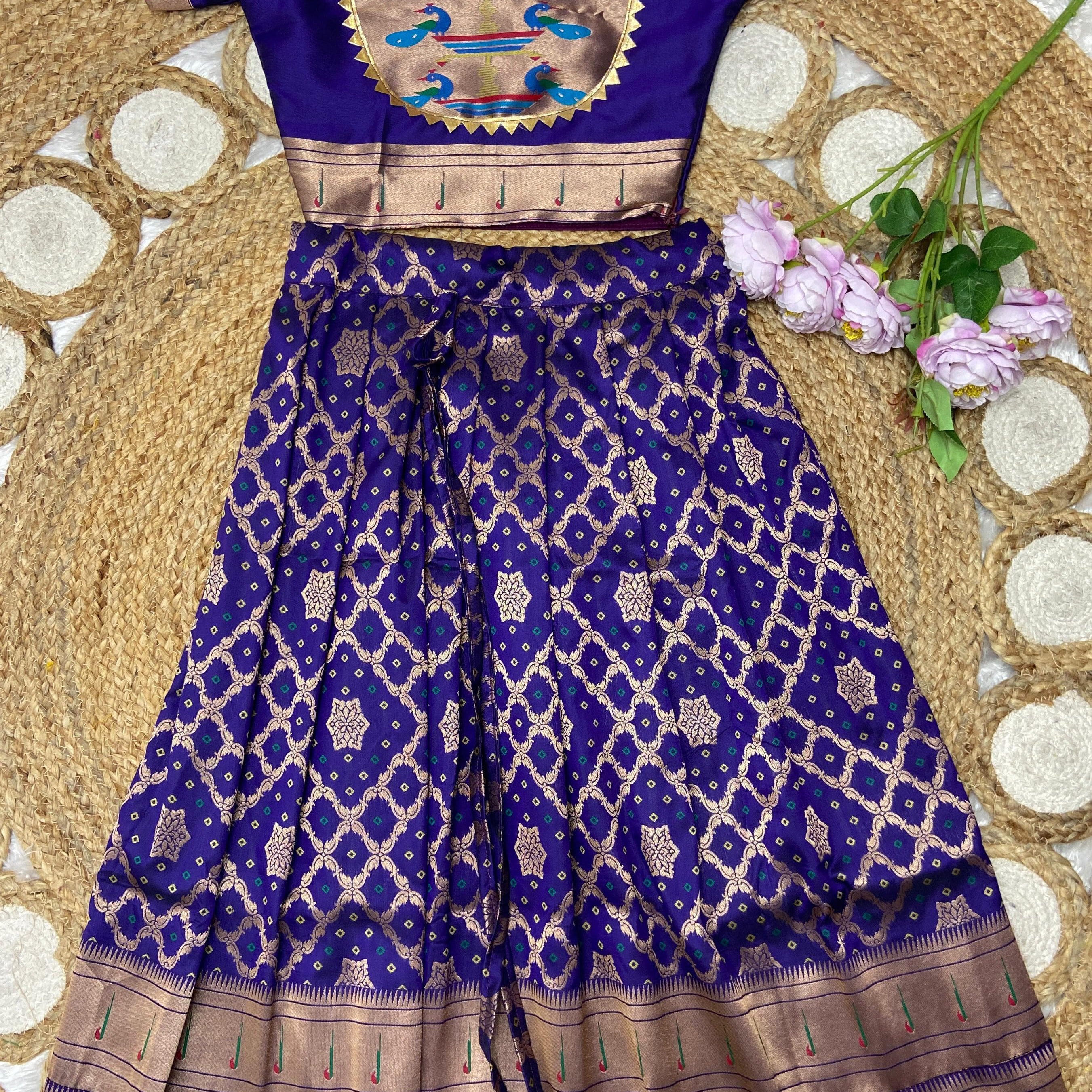 Kids Bandhej Paithani Lehenga