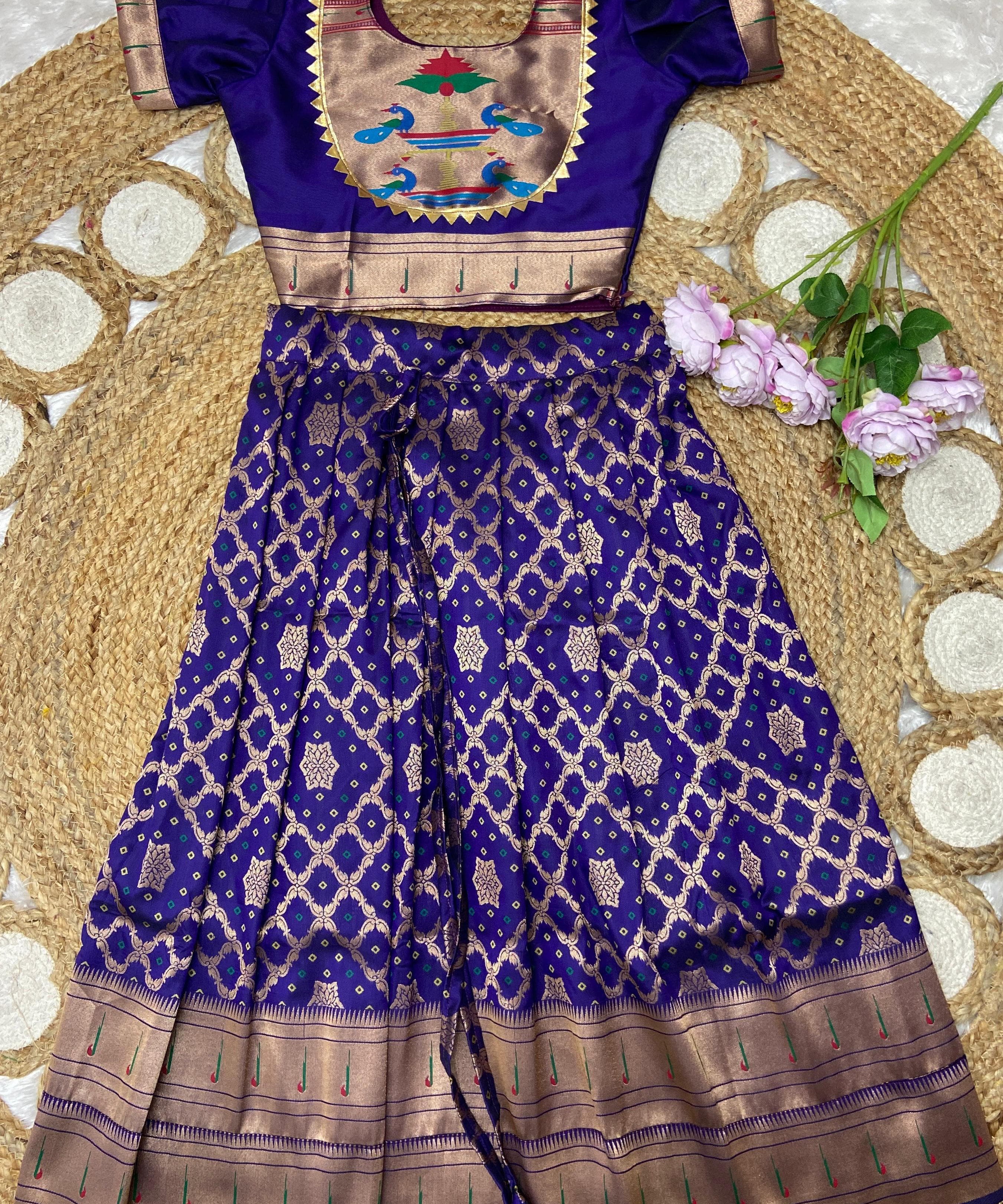 Kids Bandhej Paithani Lehenga
