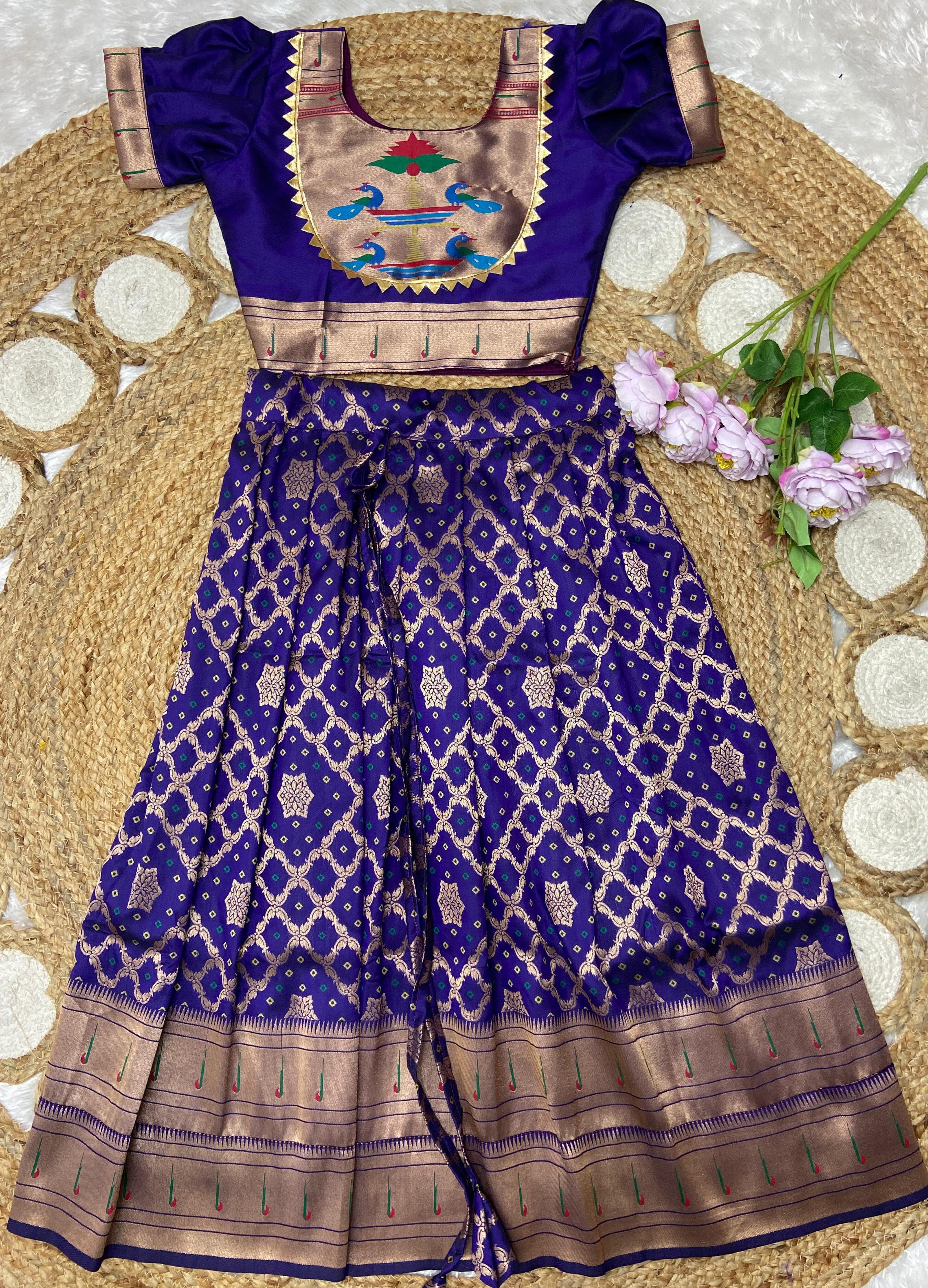 Kids Bandhej Paithani Lehenga