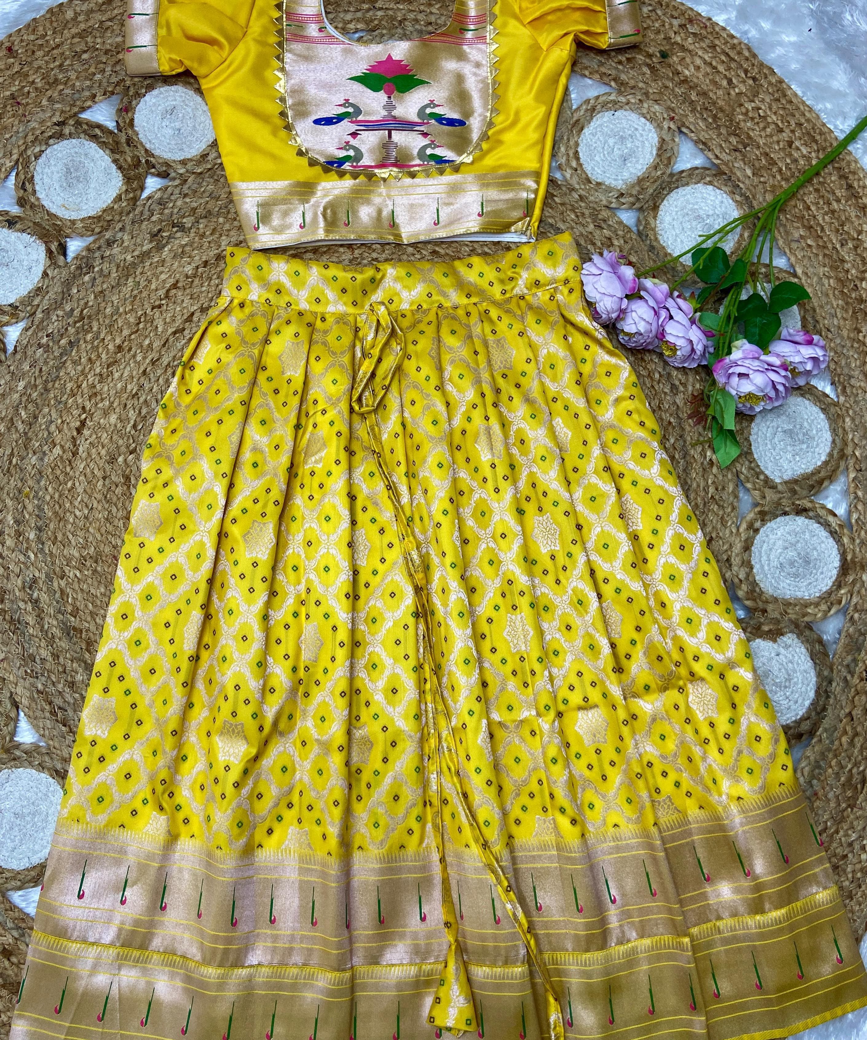 Kids Bandhej Paithani Lehenga