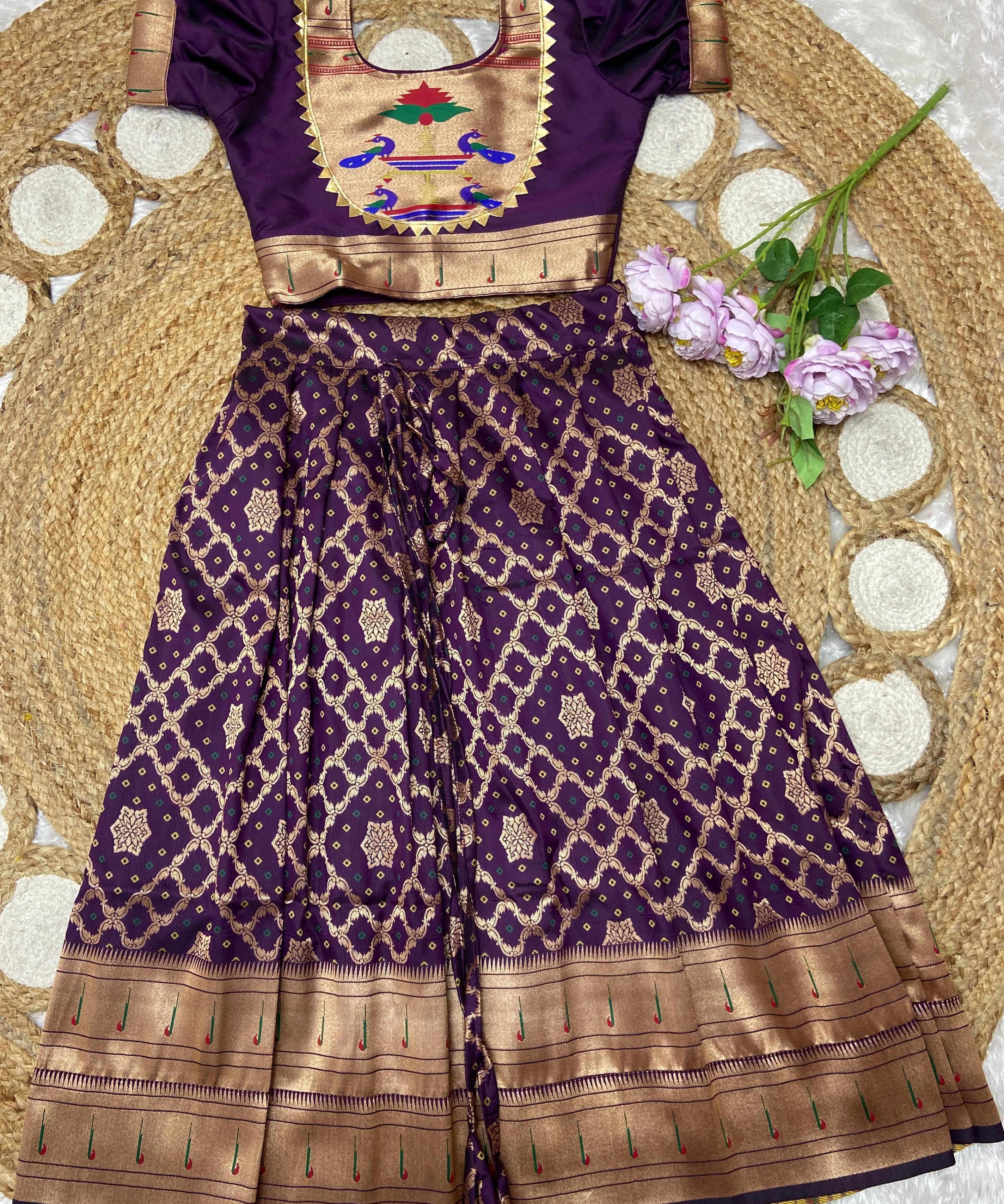 Kids Bandhej Paithani Lehenga