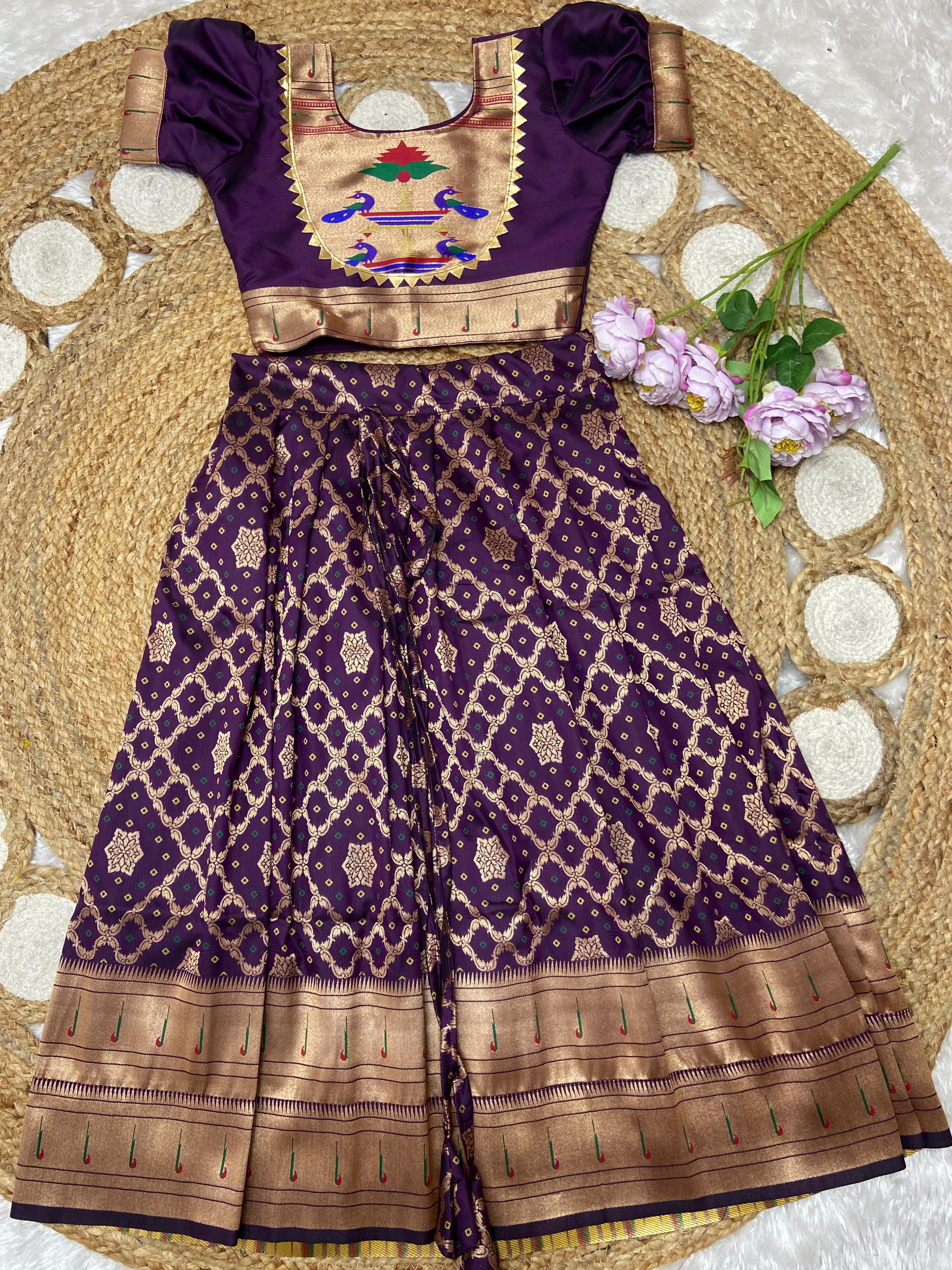 Kids Bandhej Paithani Lehenga