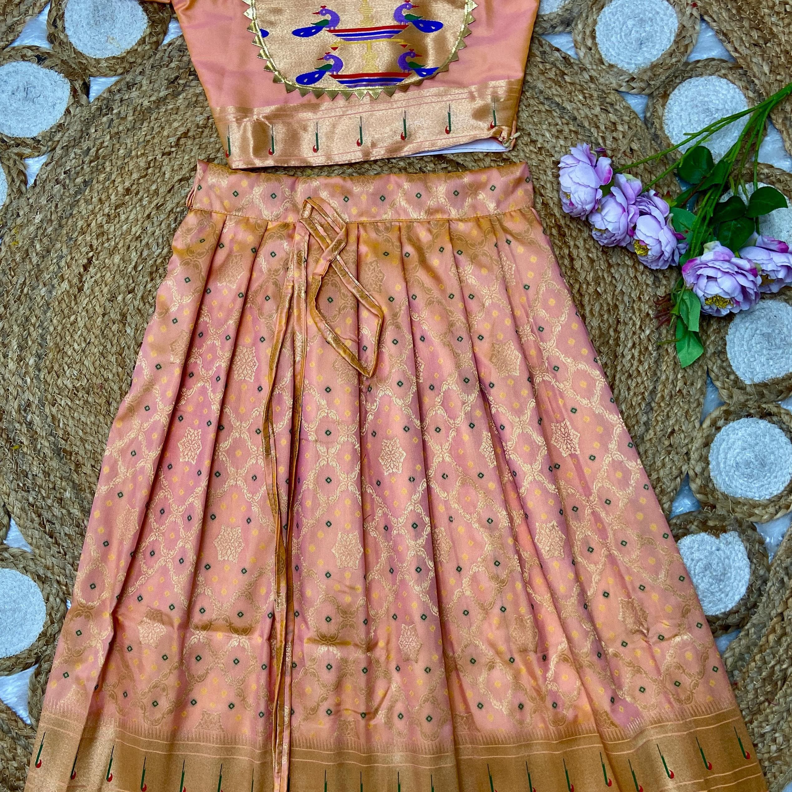 Kids Bandhej Paithani Lehenga