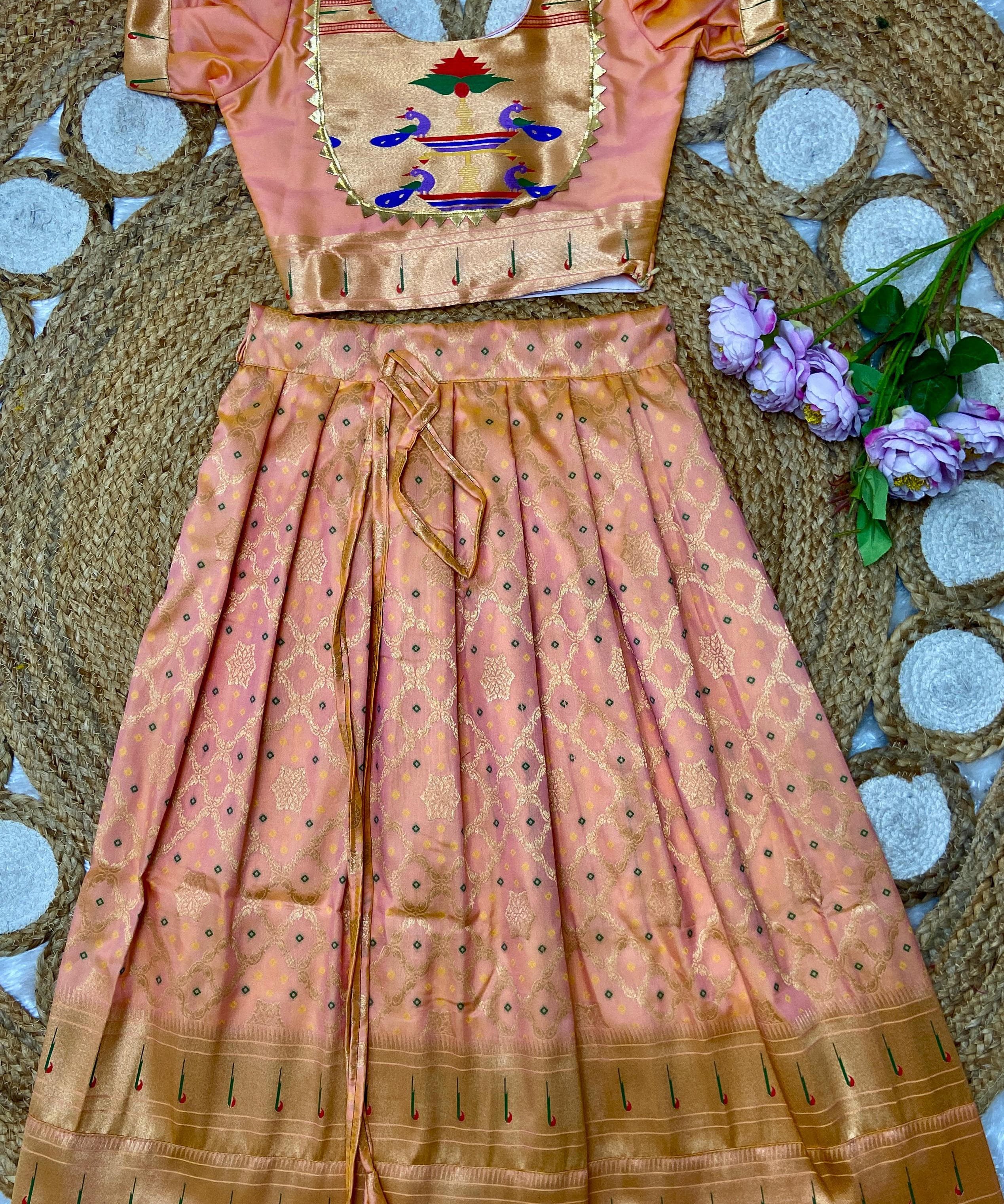 Kids Bandhej Paithani Lehenga