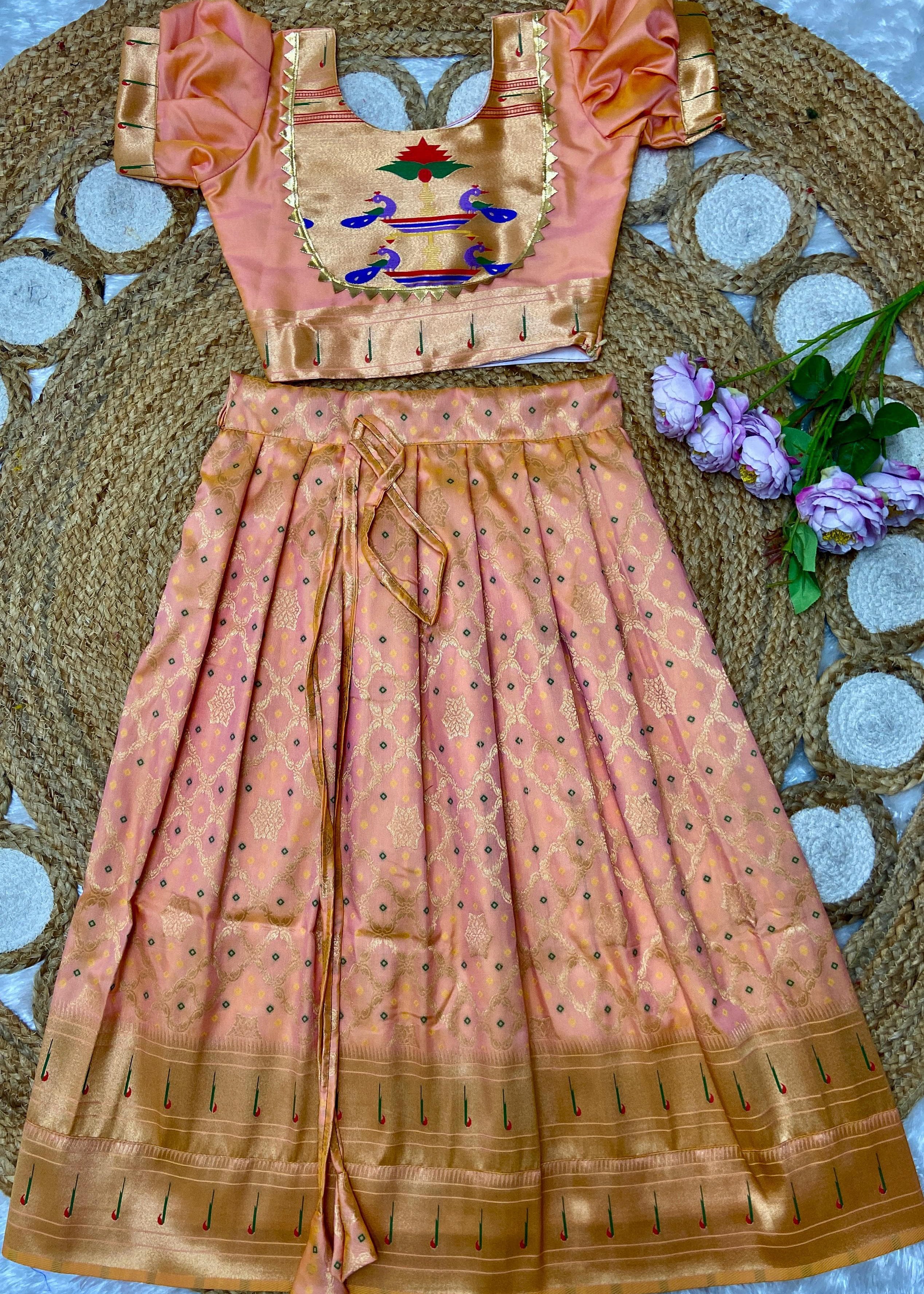 Kids Bandhej Paithani Lehenga