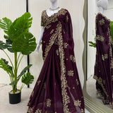 Wine Rangoli Silk Saree