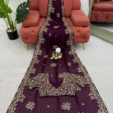 Wine Rangoli Silk Saree
