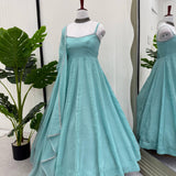 Sea Green Crunch Silk Gown