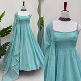 Sea Green Crunch Silk Gown