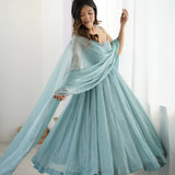 Sea Green Crunch Silk Gown