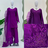 Magenta Butterfly Natural Crep Suit