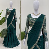 Dark Green Ready To Wear Saree