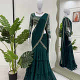 Dark Green Ready To Wear Saree