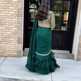 Dark Green Ready To Wear Saree