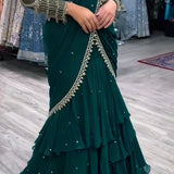Dark Green Ready To Wear Saree