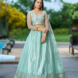 Sea Green Wedding Net Lehenga